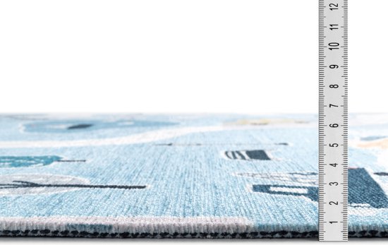 CARPETIA Tapijt kinderkamer kindertapijt straattapijt blauw maat 120 cm rond