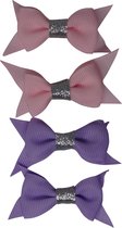 Jessidress® Haarclips Meisjes Haarclip met Chique Haarstrikjes Feestelijke Haarspelden - Roze/Paars
