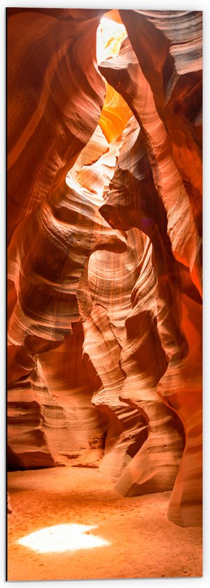 WallClassics - Dibond - Antelope Canyon Gang in Ravijn - 40x120 cm Foto op Aluminium (Wanddecoratie van metaal)