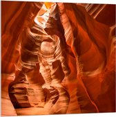 WallClassics - Acrylglas - Antelope Canyon Gang in Ravijn - 100x100 cm Foto op Acrylglas (Met Ophangsysteem)