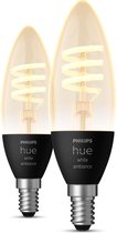 Bol.com Philips Hue filamentkaars - warm- tot koelwit licht - 2-pack - E14 aanbieding
