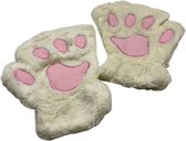 Heerlijk zachte gevoerde vingerloze handschoenen - Beren klauw - Katten klauw - Kat - Wit - Winters - Gewatteerd - Zacht – Glove