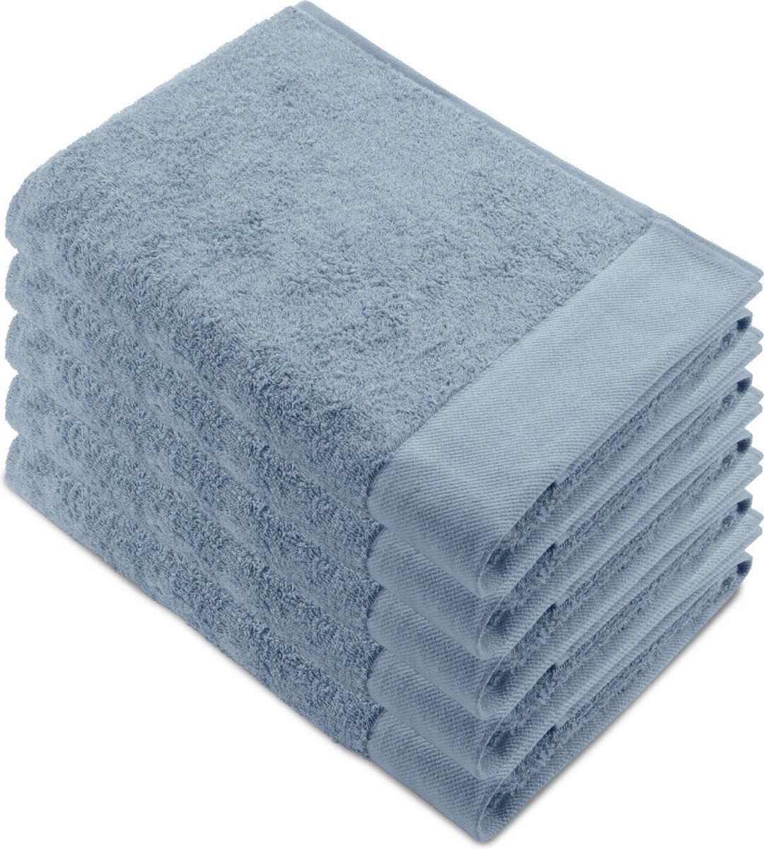 Walra Remade XL Handdoeken 70x140 - set van 5 - Zware kwaliteit 550 g/m2 - Blauw