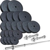 ScSPORTS® Halterset 110 kg - Halterstangen incl. Halterschijven - Kunststof - 30 mm - Gewichten - Krachttraining