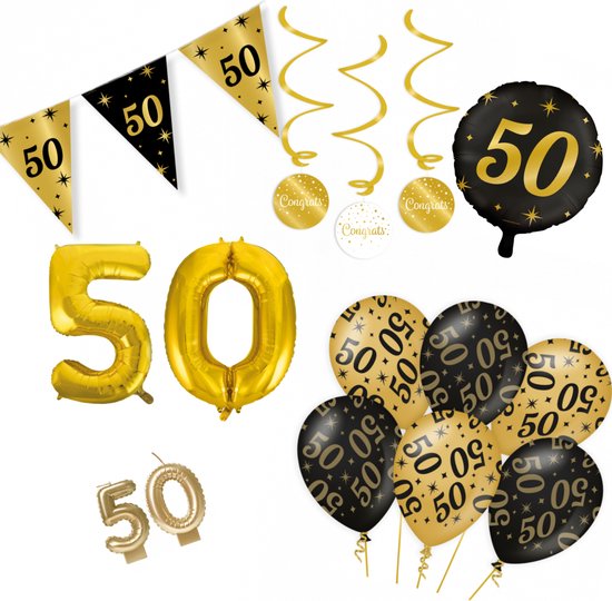 WOW partypakket | 50 jaar goud/zwart - Ballon | bol.com