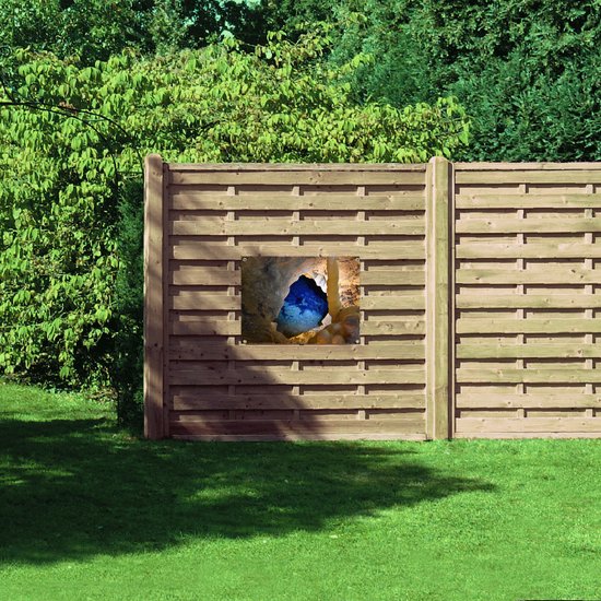 Tuinposter – Grot met Blauw Water - 80x60 cm Foto op Tuinposter (wanddecoratie voor buiten en binnen)