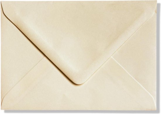 100 Enveloppes C6 - Crème / Ivoire - 162x114mm - 110 grammes - 16.2x11.4cm - Fermeture à rabat pointu gommé