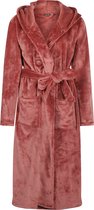 Charlie Choe badjas dames - 100 % zacht fleece - lang model - dames badjas met capuchon - trendy ochtendjas - koper - XS