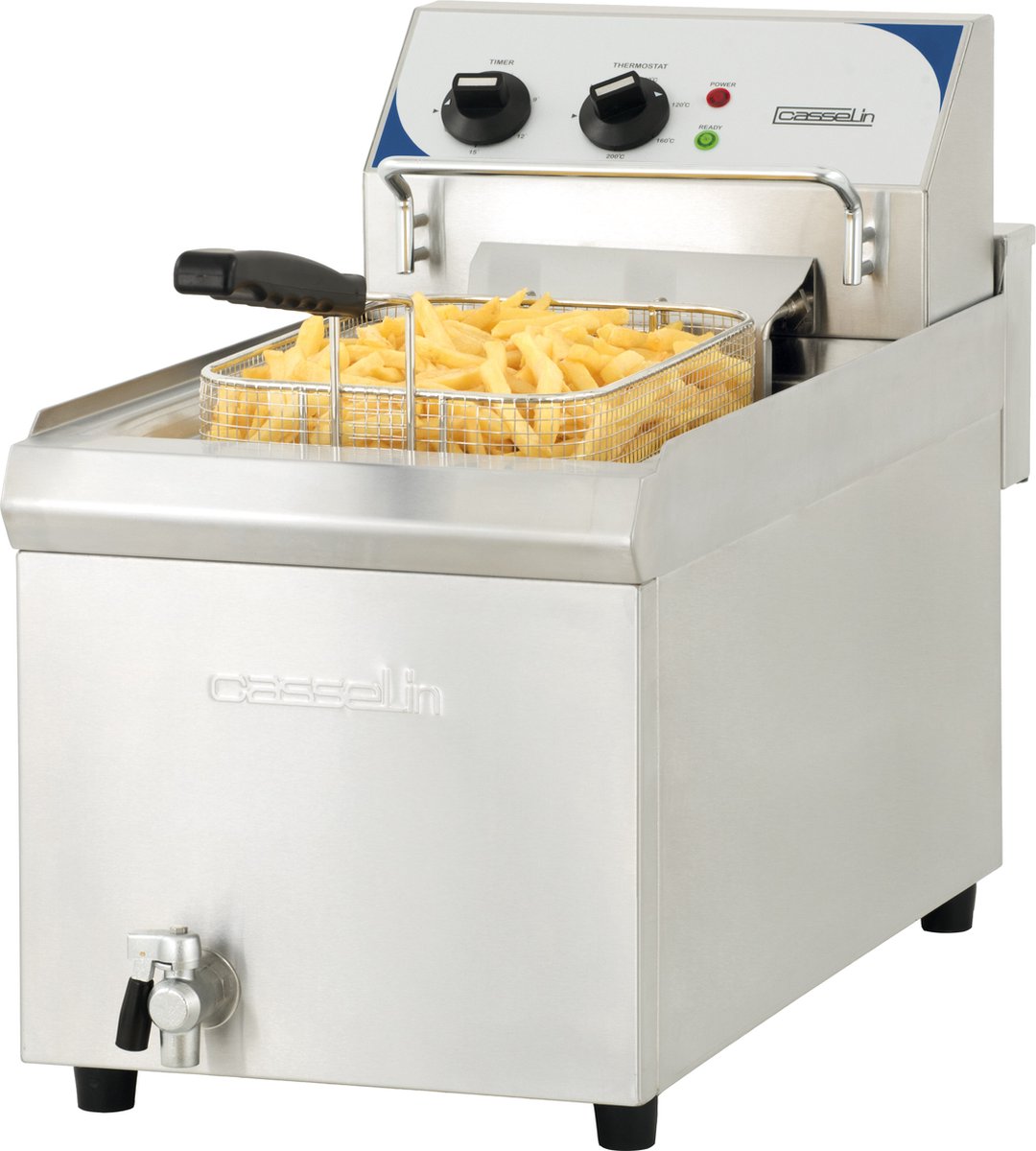 Casselin CFEV10TB Frituurpan 10 l 60 °C 200 °C Enkel Zwart Blauw Roestvrijstaal
