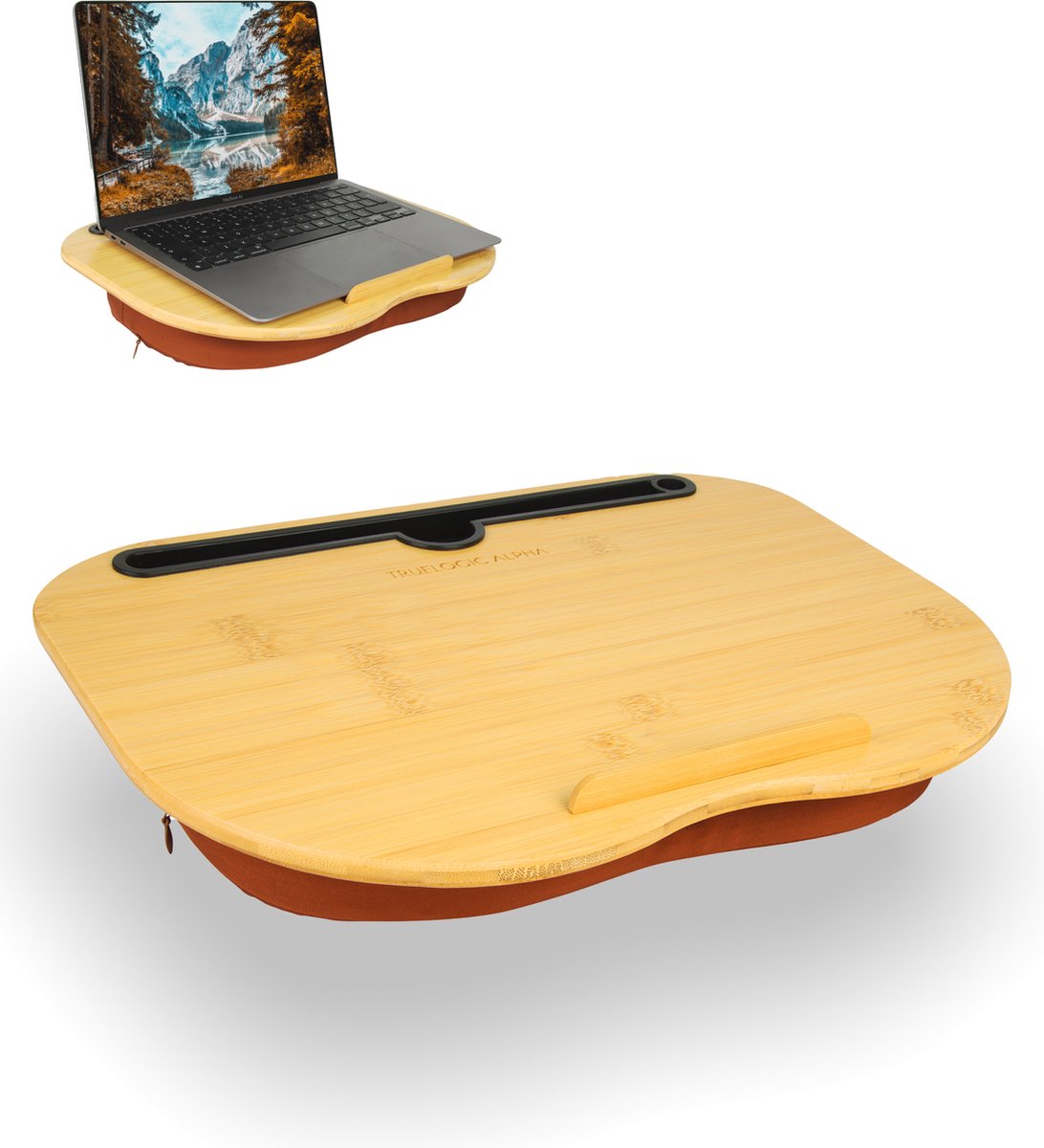 TrueLogic Alpha Bamboe laptopkussen - Laptopstandaard - Voor laptops t/m 15.6 inch - Tabletkussen - Schootkussen - Laptoptafel