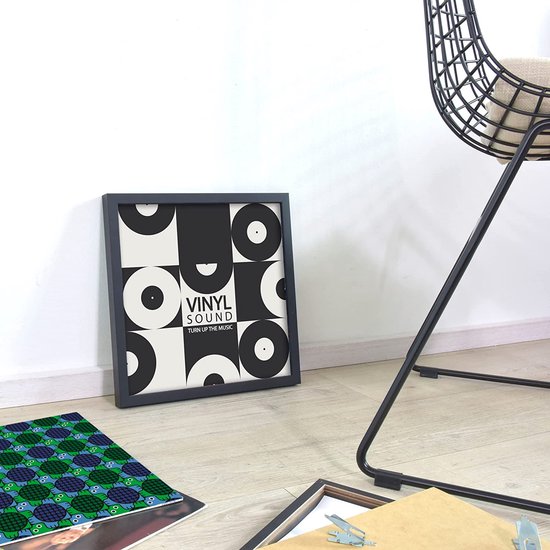 Emfogoo 3 Stuk Vinyl Meubel Wandmodel, Opening aan de Voormuur, Houten Fotolijst Vinyl Voor het Presenteren van Posterschijven, Voor het Tentoonstellen van Vinylplaten 12 x 12 in (Zwart Emfogoo 3 Stuk Vinyl Meubel Wandmodel, Opening aan de Voormuur, Houten Fotolijst Vinyl Voor het Presenteren van Posterschijven, Voor het Tentoonstellen van Vinylplaten 12 x 12 in (Zwart