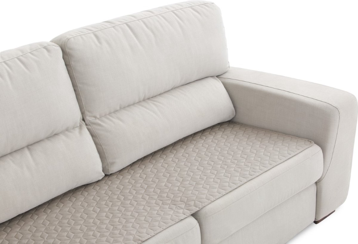 Banktopper Geo Linnen - 220cm breed - Waterafstotend en Vlekbestendig - Antislip Onderkant - Comfortabel en Duurzaam - Ideaal voor Huishoudens met Kinderen en Huisdieren