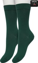 Bonnie Doon Basic Sokken Dames Groen maat 36/42 - 2 paar - Basis Katoenen Sok - Gladde Naden - Brede Boord - Uitstekend Draagcomfort - Perfecte Pasvorm - 2-pack - Multipack - Effen - Bottle Green - OL834222.156