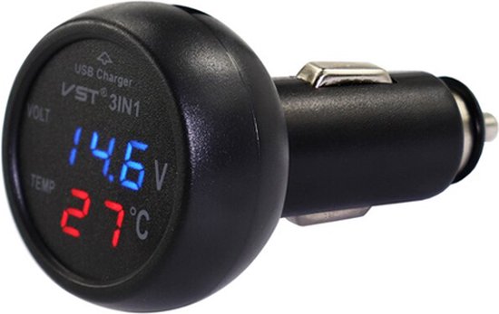 Chargeur USB Moto Double Avec Voltmètre Et Thermomètre Numérique - 12V 24V Étanche