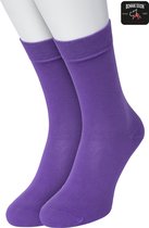 Bonnie Doon Basic Sokken Dames Paars maat 36/42 - 2 paar - Basis Katoenen Sok - Gladde Naden - Brede Boord - Uitstekend Draagcomfort - Perfecte Pasvorm - 2-pack - Multipack - Effen - Paars - Purple - OL834222.331