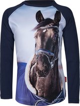 Red Horse - T-shirt PIXEL - Blauw - Paard print - Maat 140