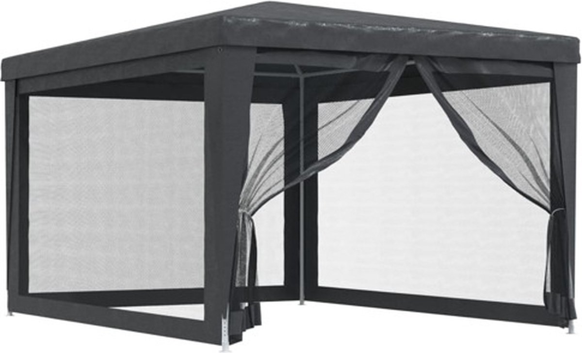 vidaXL Partytent met 4 mesh zijwanden 3x4 m HDPE antracietkleurig