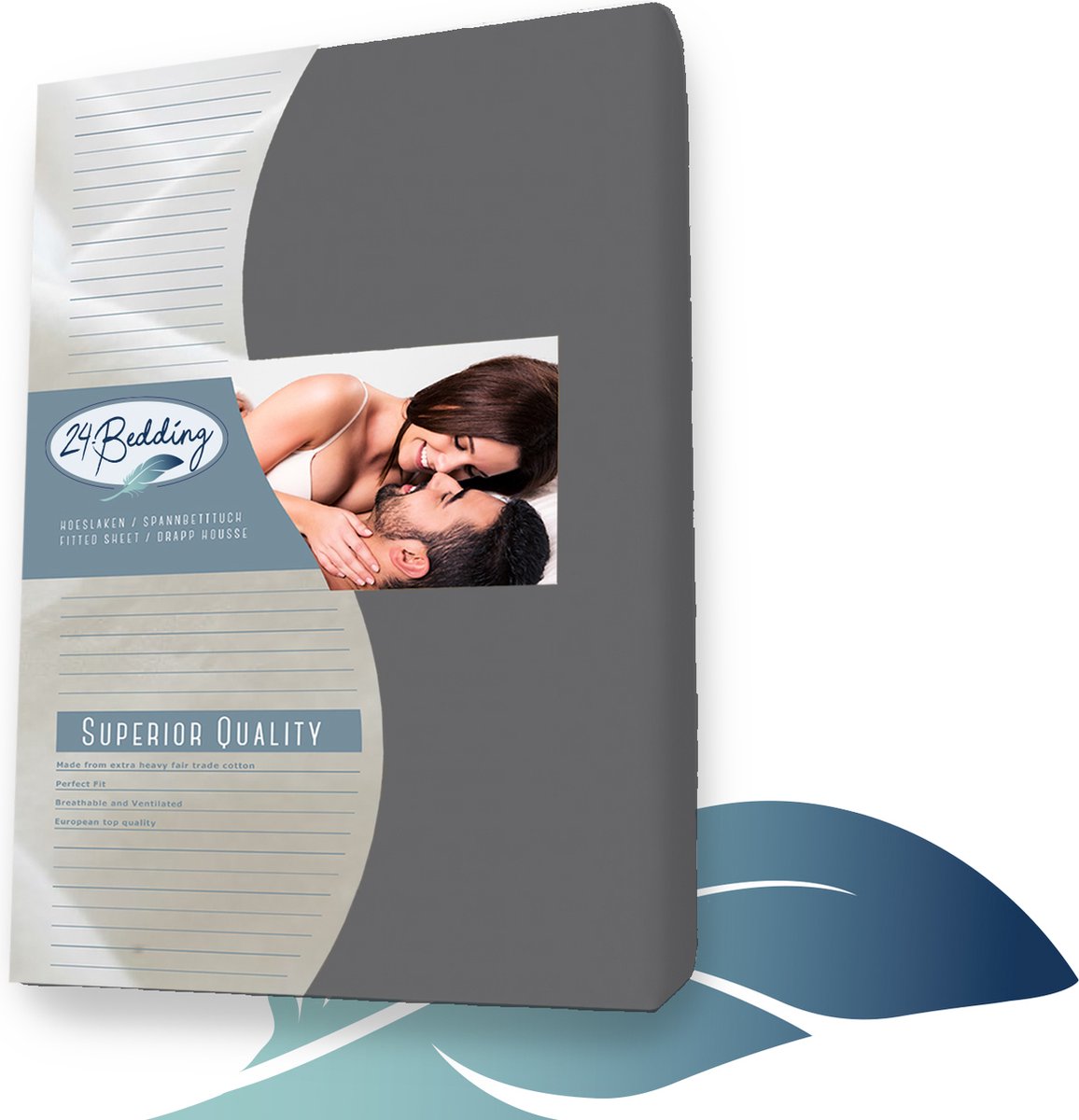 24-Bedding - Badstof Splittopper Hoeslaken 180 gr/m2 - 180x200 cm - donker Grijs