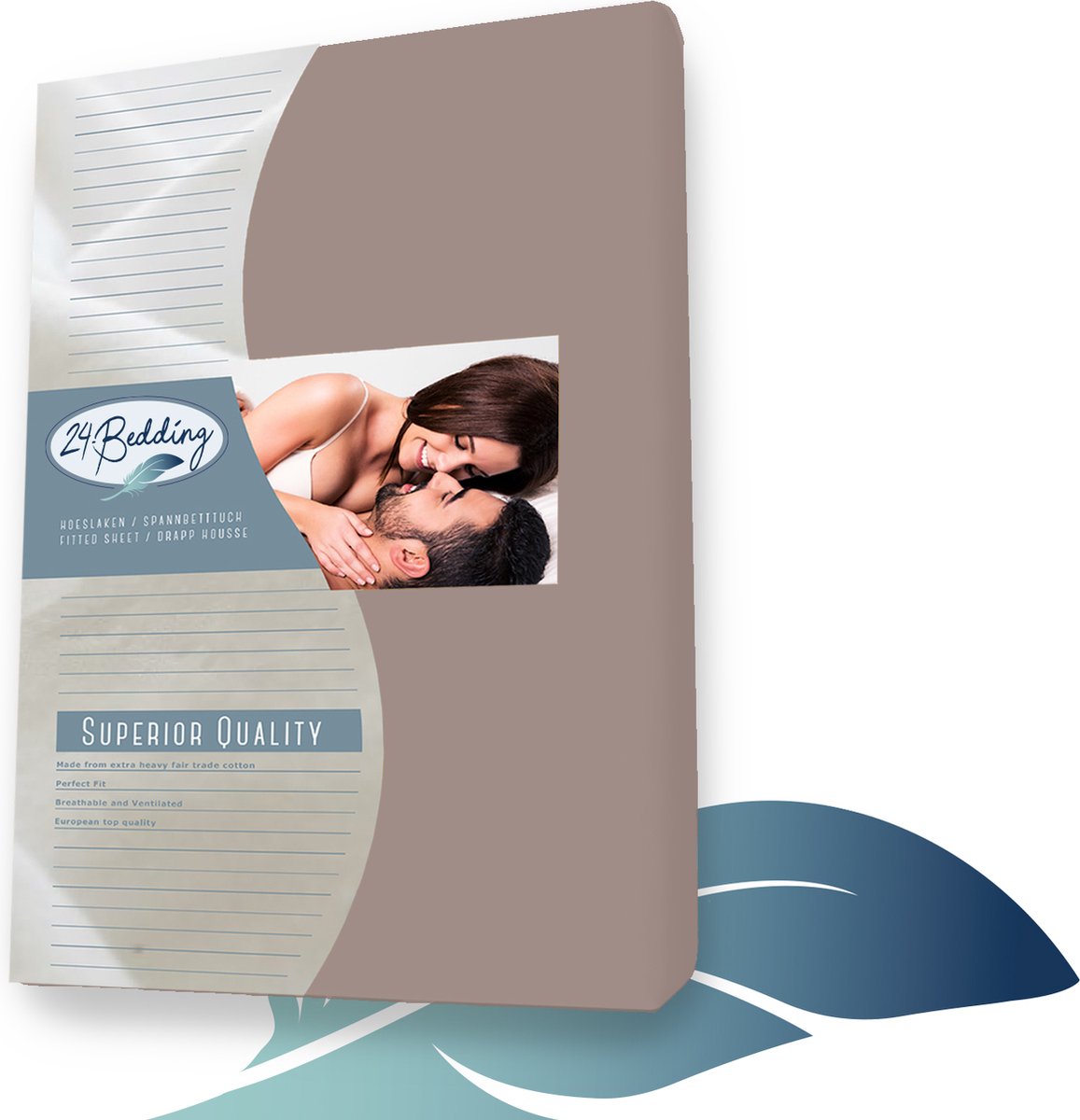 24-Bedding Badstof Splittopper Hoeslaken 180 gr/m2 - 160x200 cm - Taupe