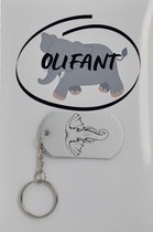 Olifant sleutelhanger inclusief kaart – Olifant liefhebber cadeau - animals - Leuk kado voor je dieren liefhebber om te geven - 2.9 x 5.4CM