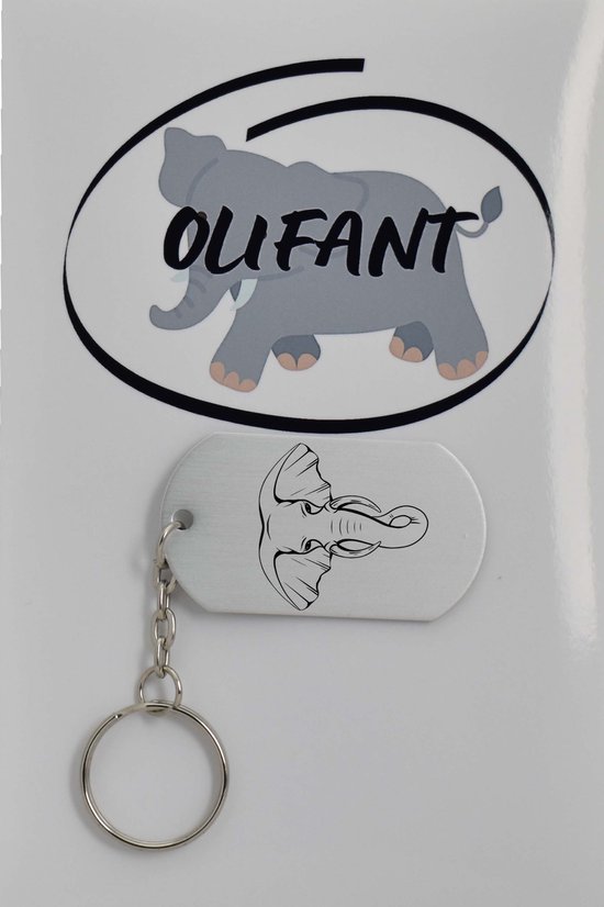 Olifant sleutelhanger inclusief kaart – Olifant liefhebber cadeau - animals - Leuk kado voor je dieren liefhebber om te geven - 2.9 x 5.4CM