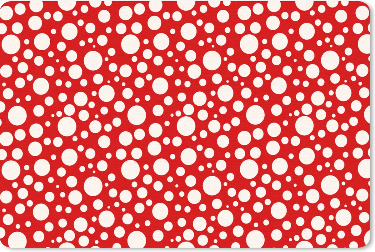 Muismat 27x18 cm - Mousepad Bubbels - Rood - Stippen - Patroon - Muismatten