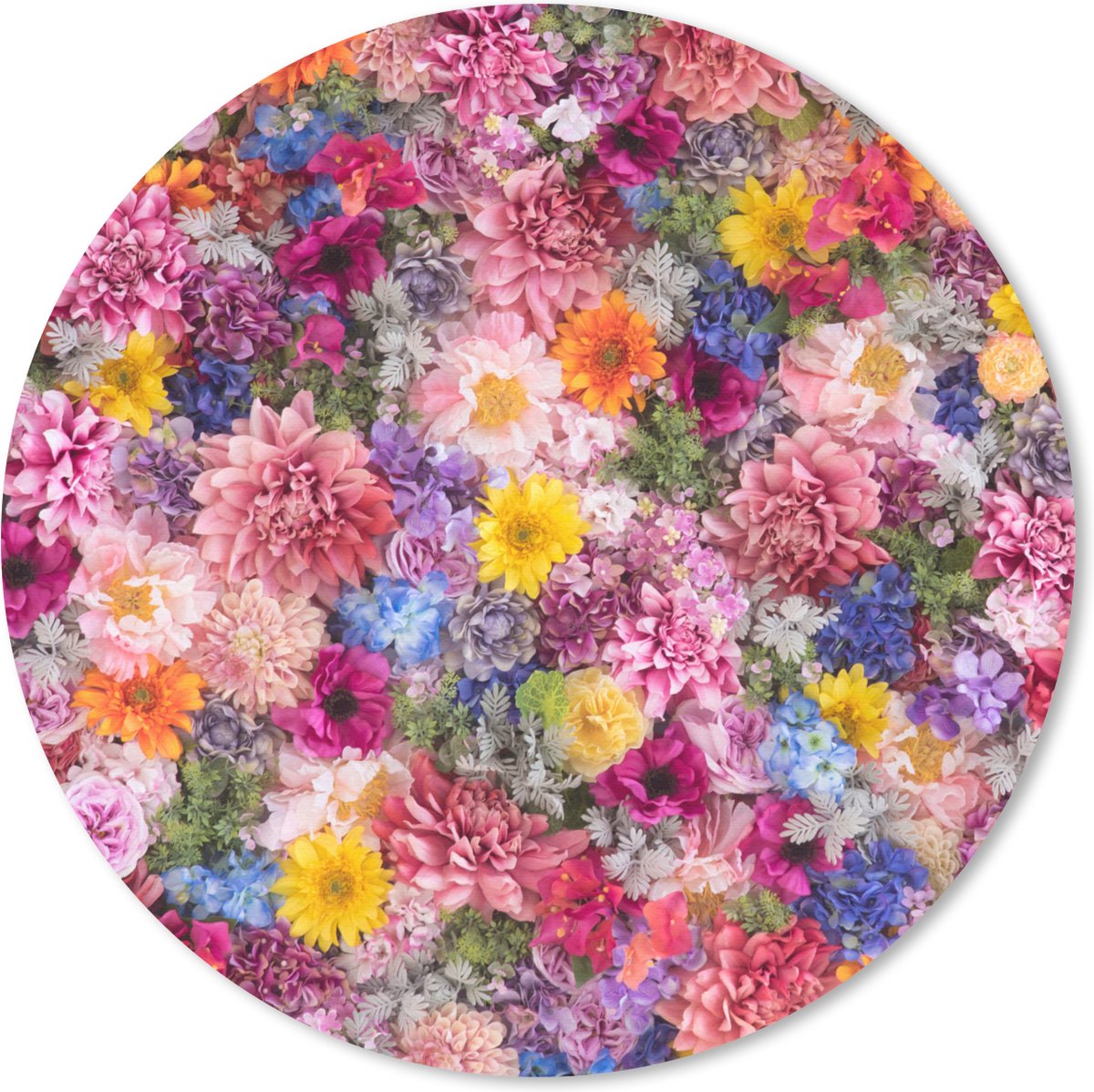 Muismat rond 30x30 cm - Mousepad Bloemen - Kleuren - Collage - Ronde muismatten