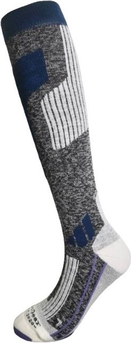 Warme merino wollen hoge sokken - goed voor bloedsomloop - goed na intensief sporten - Strakke compressie sokken -hoge sokken van EpicGear - Zwart/wit - Maat L