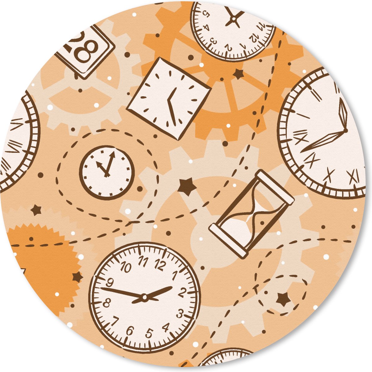 Muismat rond 40x40 cm - Mousepad Patronen - Klok - Zandloper - Ronde muismatten