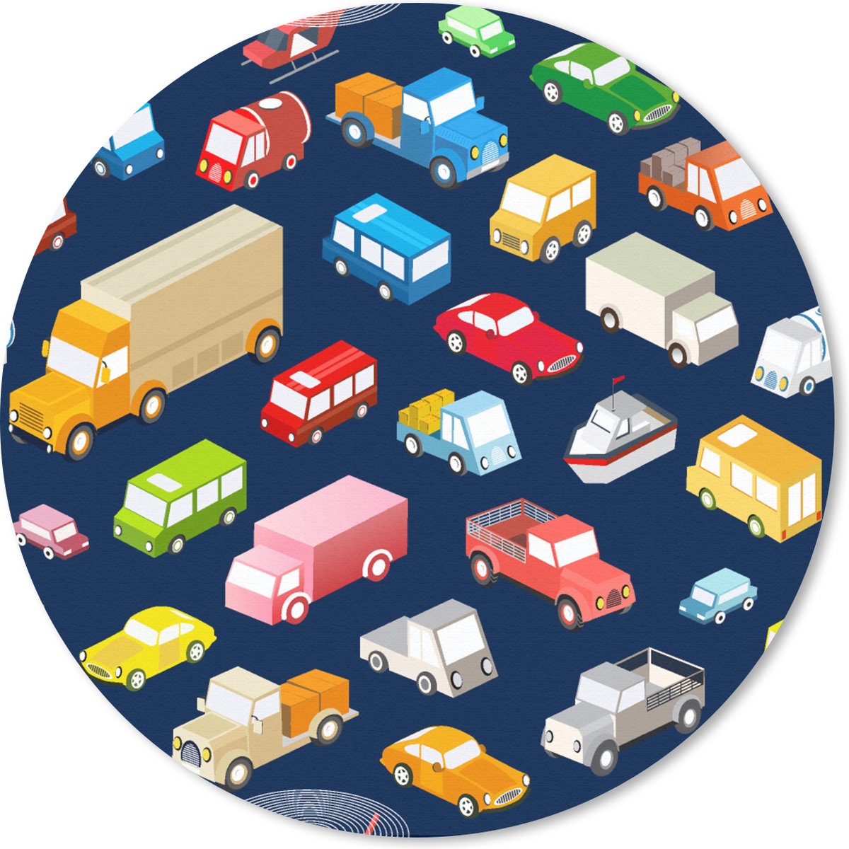 Muismat rond 20x20 cm - Mousepad Patroon - Auto - Verkeer - Ronde muismatten
