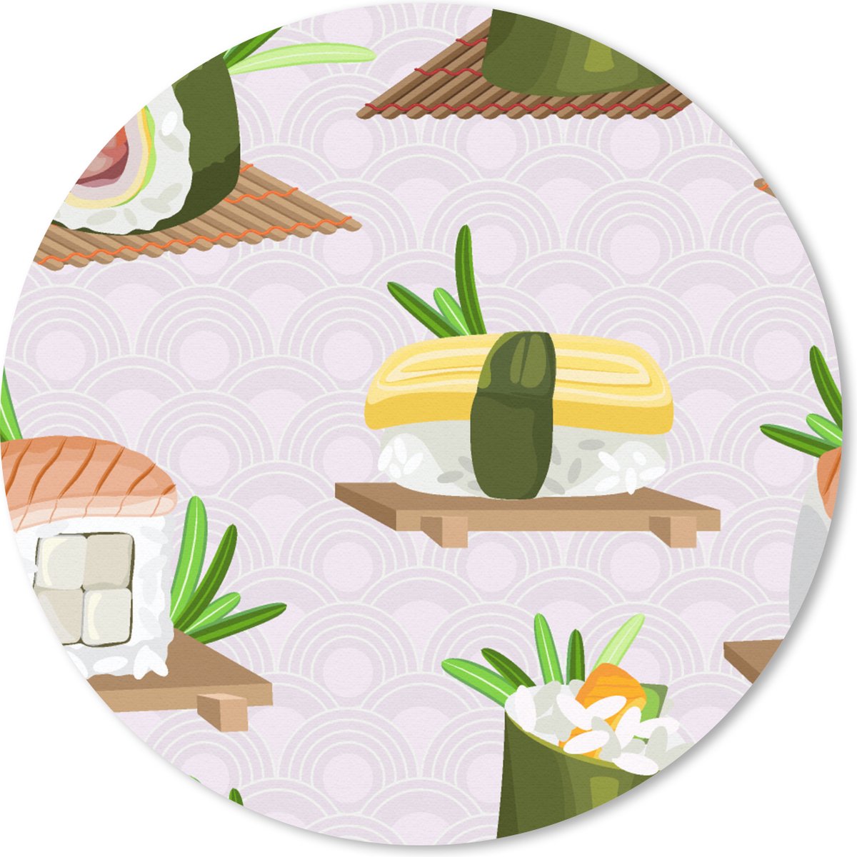 Muismat rond 30x30 cm - Mousepad Patronen - Eten - Sushi - Japan - Ronde muismatten