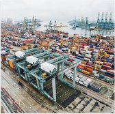 WallClassics - Poster (Mat) - Haven met heel veel Containers - 50x50 cm Foto op Posterpapier met een Matte look