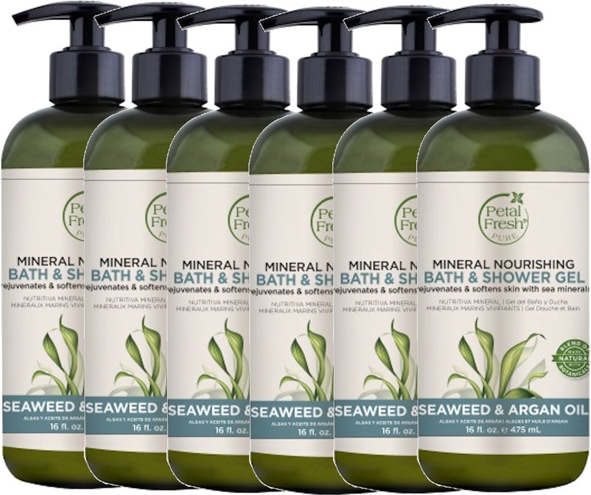 PETAL FRESH - Bath & Shower Gel Seaweed & Argan Oil - 6 Pak - Voordeelverpakking