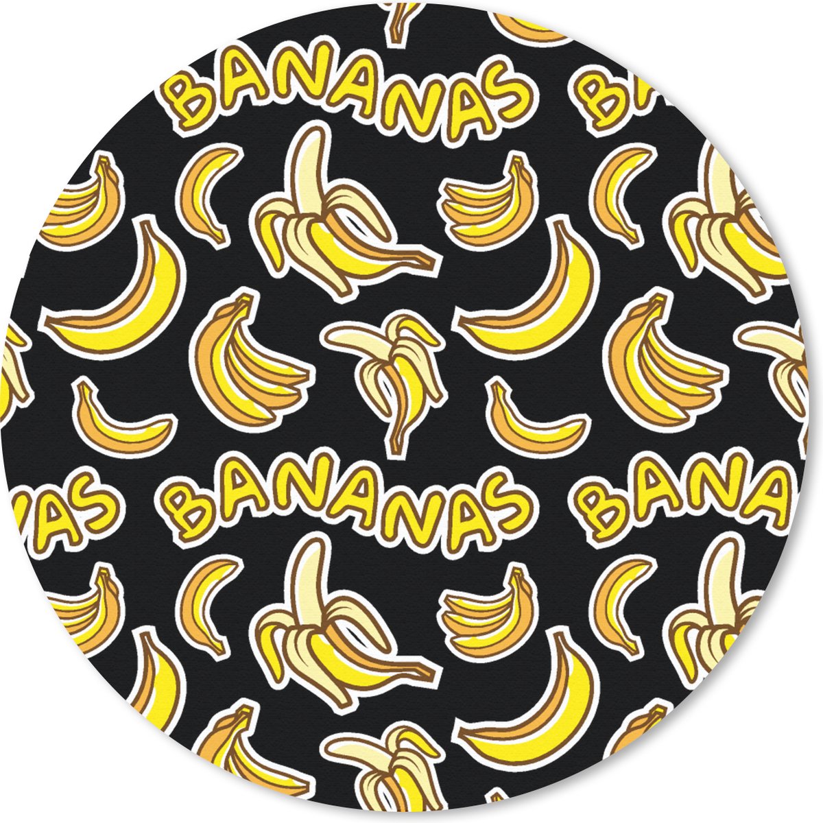 Muismat rond 30x30 cm - Mousepad Banaan - Patronen - Fruit - Ronde muismatten