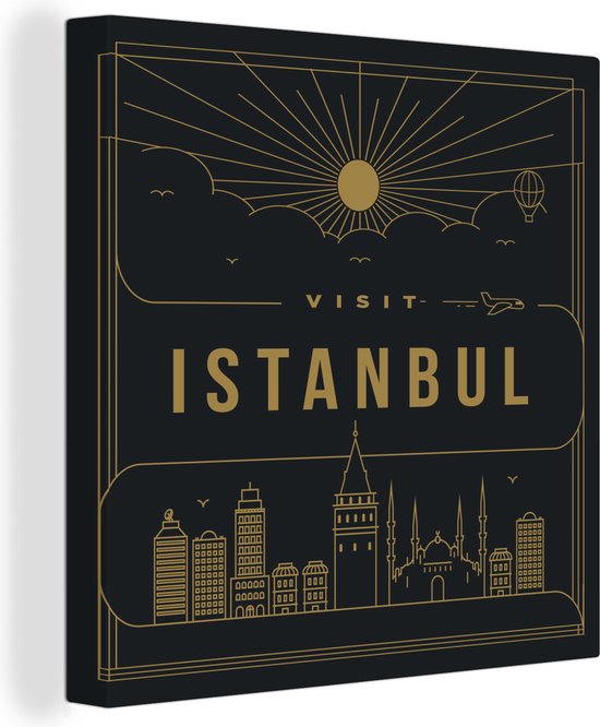 Peintures sur toile - Vue sur la ville d'Istanbul - noir - 90x90 cm - Décoration murale