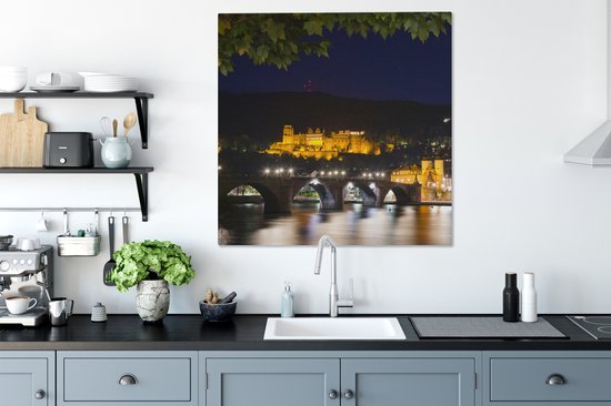 Tableau sur toile Palais d'Heidelberg la nuit - 90x90 cm - Décoration murale