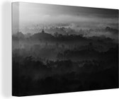 Canvas Schilderij Indonesië - Mist - Zwart - Wit - 30x20 cm - Wanddecoratie