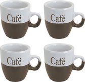 Set de tasses à café 4x pièces - marron clair - céramique - 150 ml