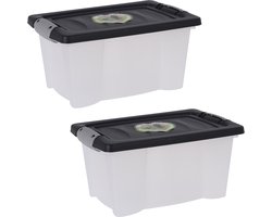 Storage Solutions Opslagbak/opbergdoos/organizer - 4x stuks - met deksel - kunststof - 9 Liter