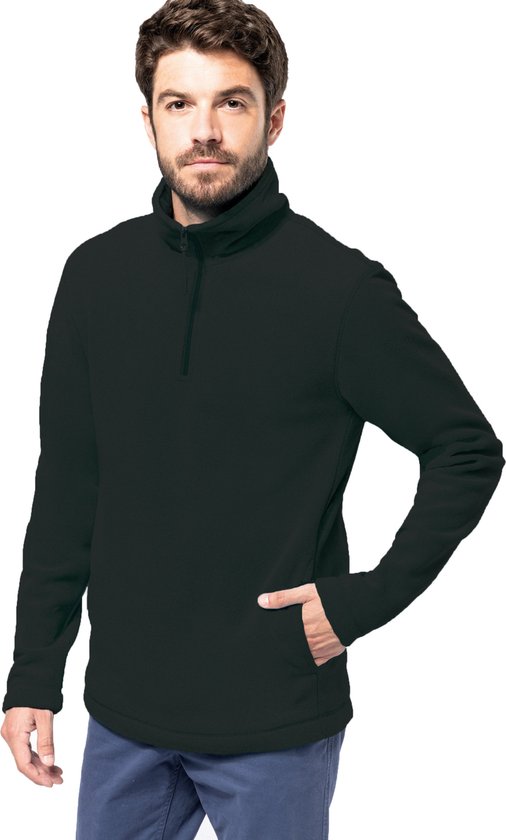 Kariban Fleece trui - zwart - halve ritskraag - warme winter sweater -  heren - polyester L | bol.com