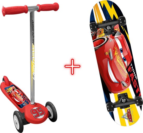 disney-skateboard-cars-rood-zwart-71-cm-3-wiel-kinderstep-bol