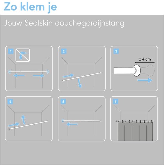 Sealskin Seallux Douchegordijnstang 125220 cm Wit