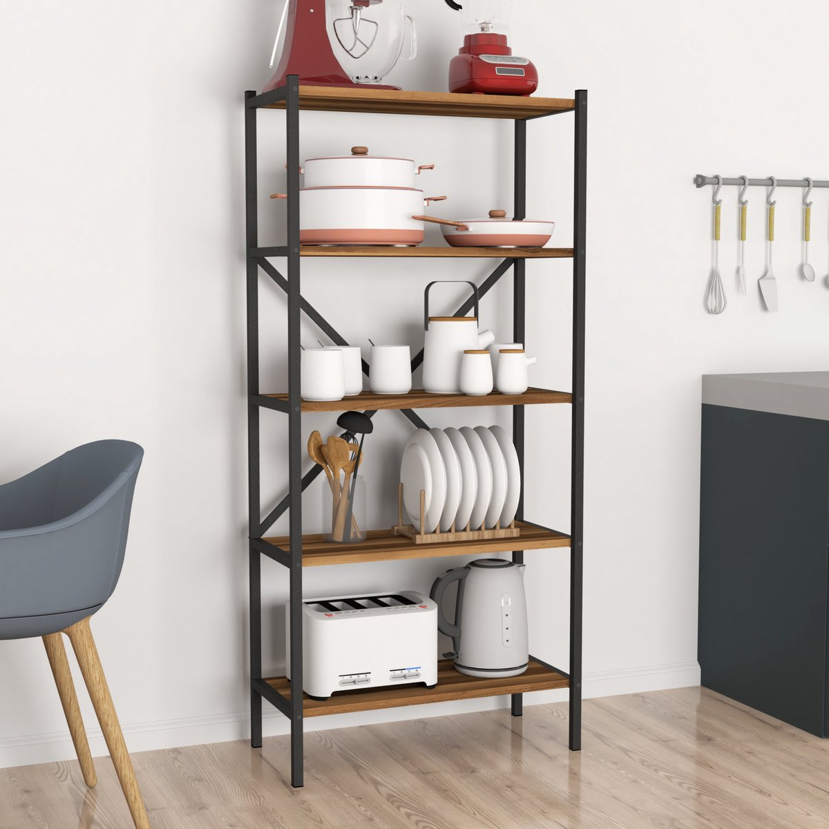 Staand rek Tomelilla 160x66x34 cm walnootkleurig