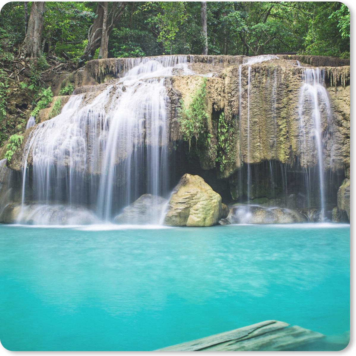 Muismat 20x20 cm - Mousepad Water - Waterval - Bomen - Muismatten