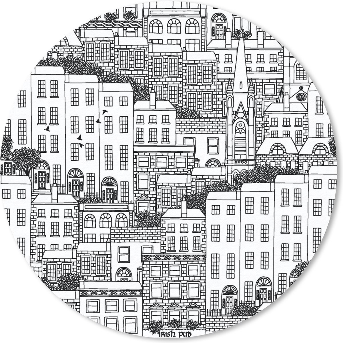 Muismat rond 20x20 cm - Mousepad Dublin - Skyline - Patronen - Ronde muismatten