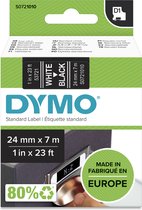 DYMO originele D1 labels | Witte Tekst op Zwart Label | 24 mm x 7 m | zelfklevende etiketten voor de LabelManager labelprinter | gemaakt in Europa