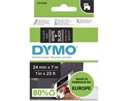 DYMO originele D1 labels | Witte Tekst op Zwart Label | 24 mm x 7 m | zelfklevende etiketten voor de LabelManager labelprinter | gemaakt in Europa