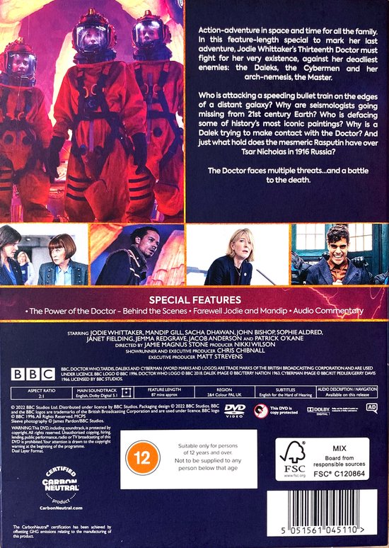 DVD hoes Doctor Who, The Power of the Doctor. Met Jodie Whittaker als Doctor, een Dalek en een Cyberman.