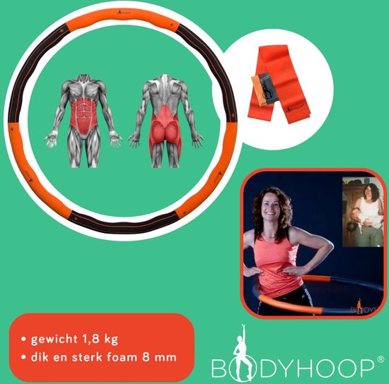 Bodyhoop� - Fitness Hoelahoep - 1.8 kg - � 104 cm - Oranje/Zwart - Bodyhoop®