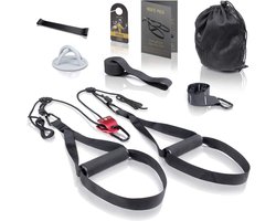 High Pulse® Sling Trainer Set (7-delig) - Uitgebreide Sling Trainer Kit met katrol, deuranker, muurbevestiging, poster, deurbord, tas en fitnessband voor een effectieve totale lichaamstraining.